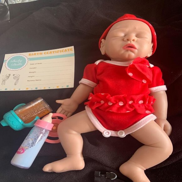 🆕12Inch Full Platinum Silicone Reborn Baby Dolls Close Eye Girl with Doll Cloth - Picture 1 of 7